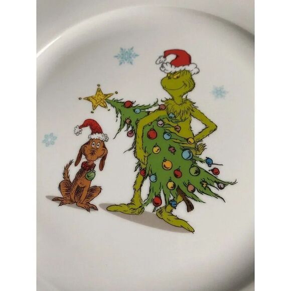 Dr Seuss The Grinch & Max Christmas Tree 10.5" Ceramic Dinner Plate NEW - Picture 3 of 6